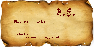 Macher Edda névjegykártya